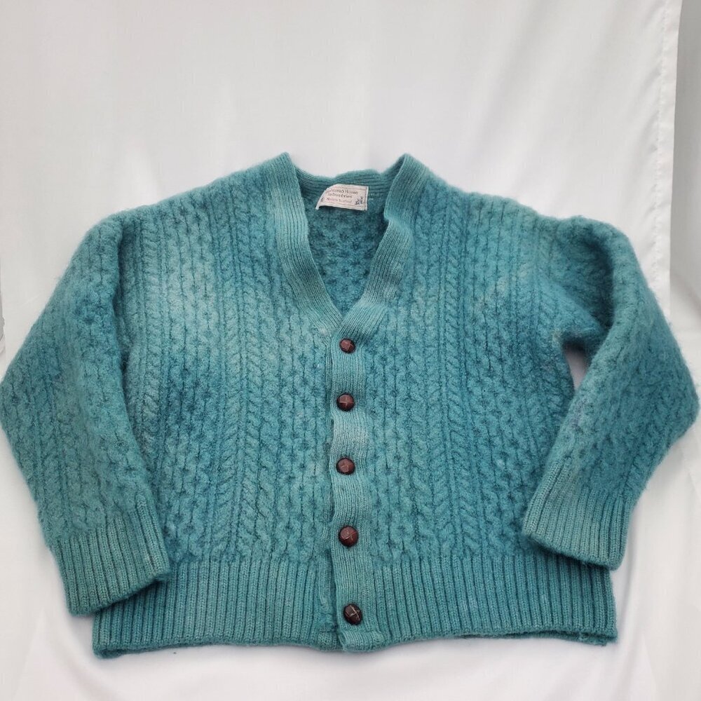 Vintage 70s Highland Homes Industries Scottish 100% Wool Cropped Cardigan - XS/S - Picture 7 of 12